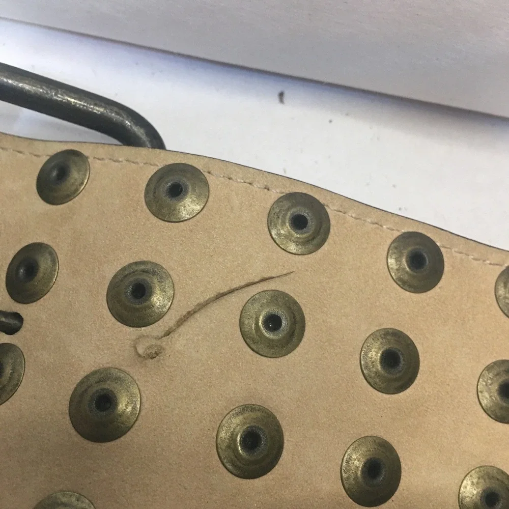CATHERINE MALANDRINO Brown Brass STUDDED BELT Size M 34